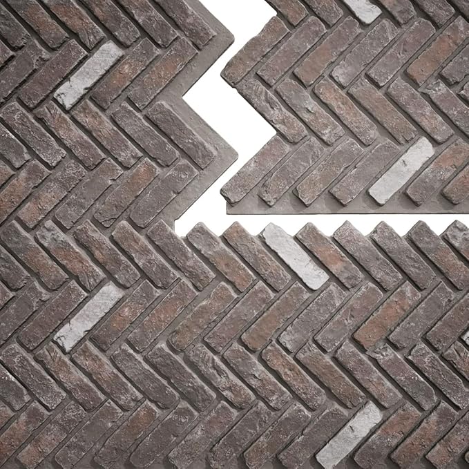 EverStone Herringbone Faux Brick Panel, 46 1/2"W x 25 1/4"H x 1"D, French
