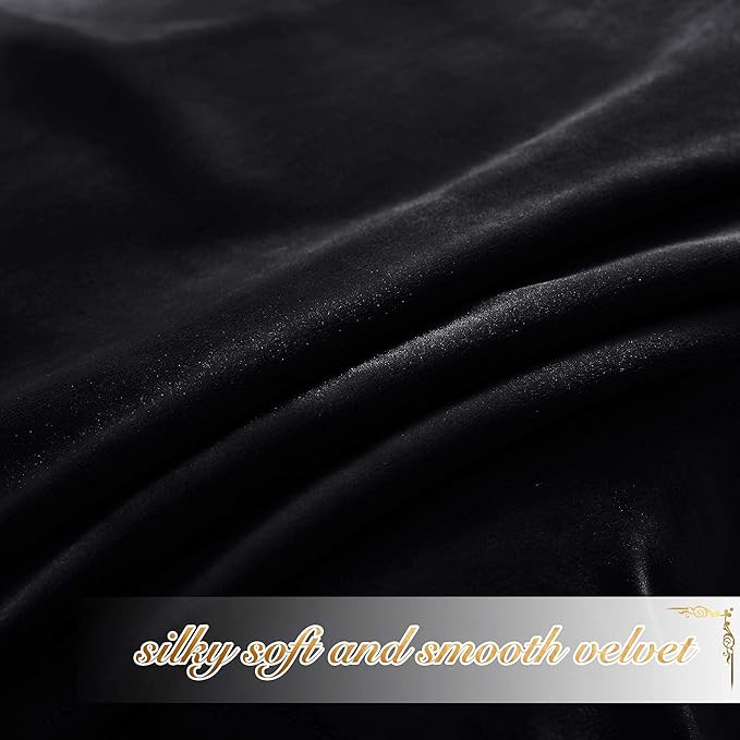 NICETOWN Black Out Velvet Curtains 54 inches Long
