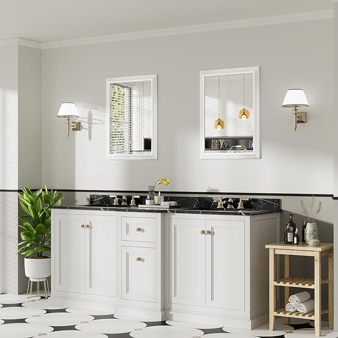 22x30 Inch White Bathroom Mirror