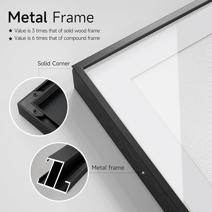 Framed Boho Black and White Brown Modern Abstract Wall Art