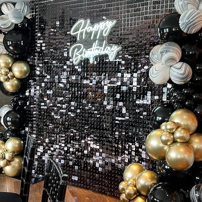 COKAOBE Black Shimmer Wall Backdrop, Photo Backdrops