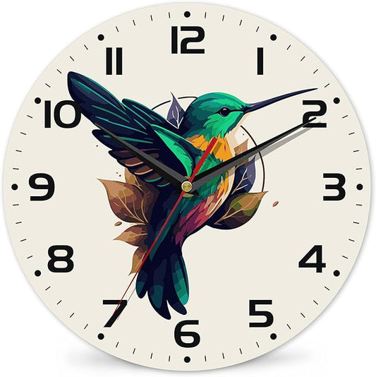 Flaying Hummingbird Bird Wall Clock Silent Non-Ticking Battery Operated Clock