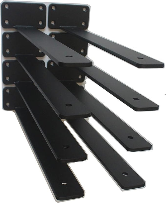 10 Pack - 12 inch Black Hidden L Shelf Bracket Iron Floating Shelf Brackets