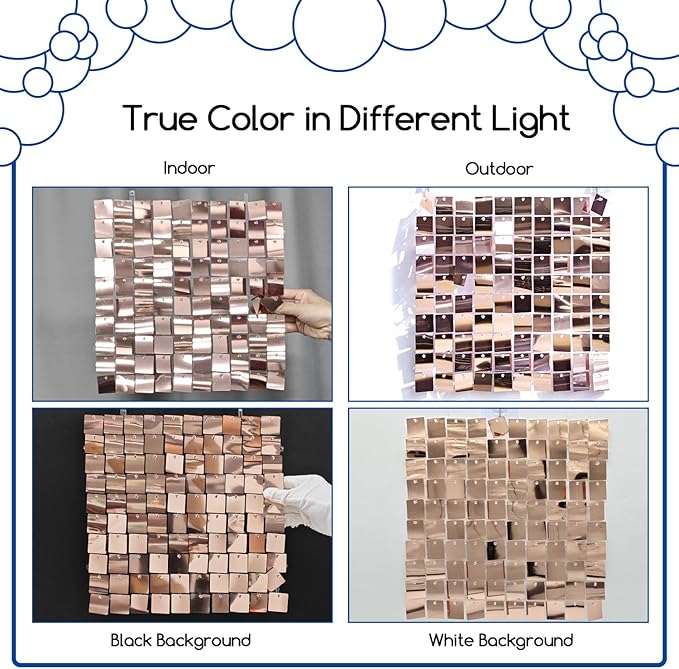 COKAOBE Rose Gold Shimmer Wall Backdrop, Photo Backdrops