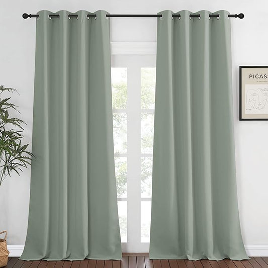 NICETOWN Sage Green Blackout Curtains
