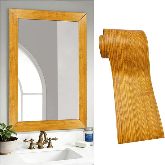 DESOMINOR 27FT Black Border Peel &Stick Black Wood Grain Wallpaper Border