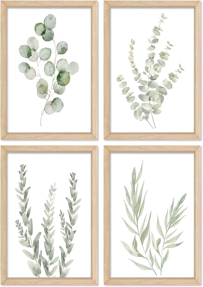 YWJKWLGS Botanical Watercolor Prints Sign Sage Green Eucalyptus Wall Decor