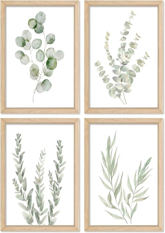 YWJKWLGS Botanical Watercolor Prints Sign Sage Green Eucalyptus Wall Decor