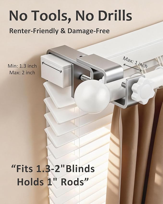 Mimiio No Drill Curtain Rod Brackets