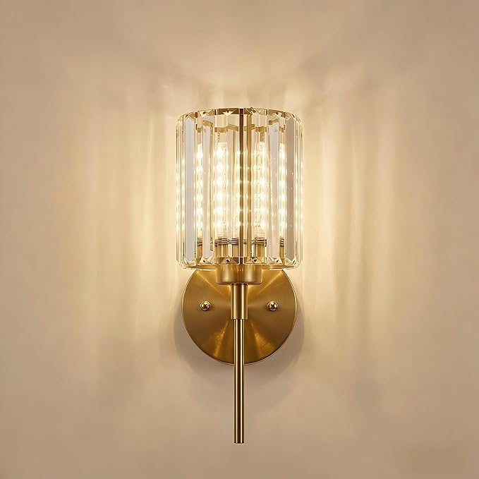 Gold Crystal Wall Sconce Battery Operated and Rechargeable Wall Light