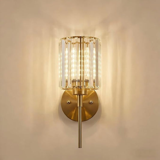 Gold Crystal Wall Sconce Battery Operated and Rechargeable Wall Light