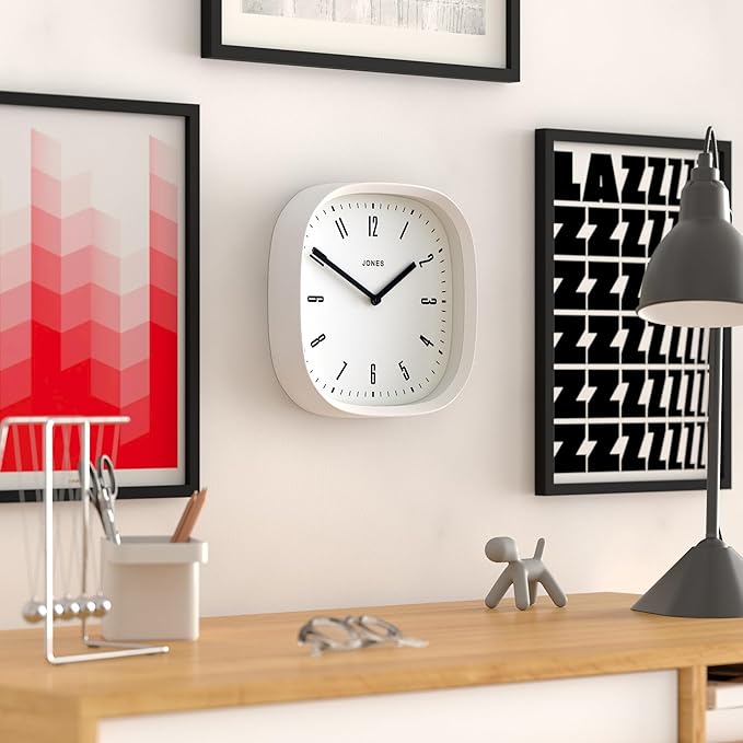 JONES CLOCKS® Marvel Wall Clock | Modern Retro Rounded Square Clock | 10 inch |