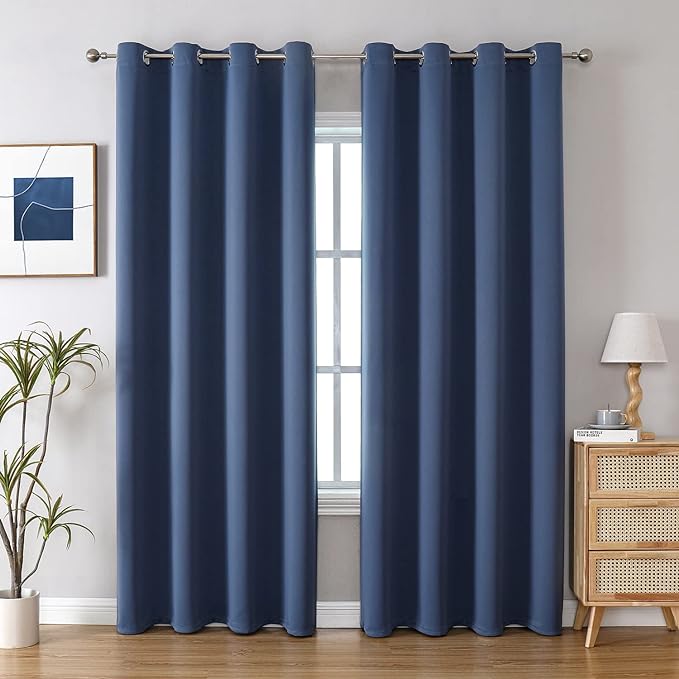 ChrisDowa Blackout Curtains 80 Inches Long 2 Panels Set