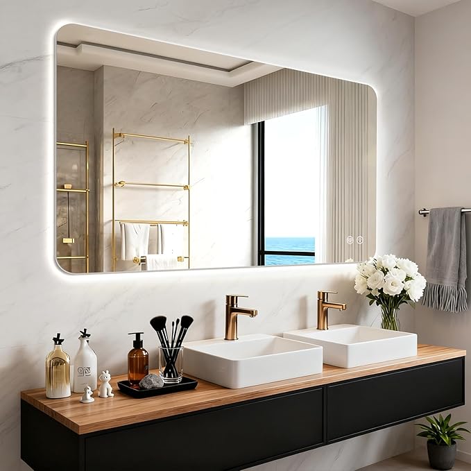EOGOW LED Bathroom Mirror with Lights, 3 Colors Bathroom Mirror, Wall Mounted