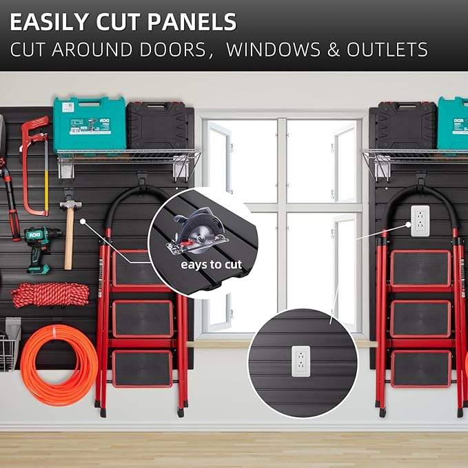 Slatwall Panel Garage Wall Organizer, Heavy Duty Wall Mounted Garage Slat Wall