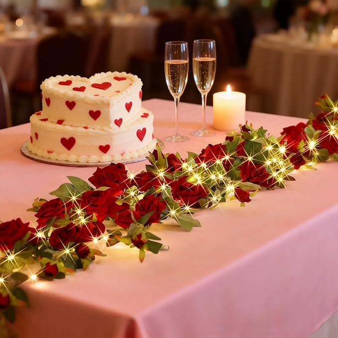 GOESWELL Rose Flowers Vines Garland Lights: 6FT Artificial Flower Vine Lights