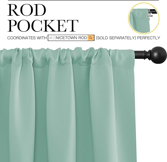 NICETOWN 2 Panels Blackout Curtains, Rod Pocket Window Curtains Room Darkning