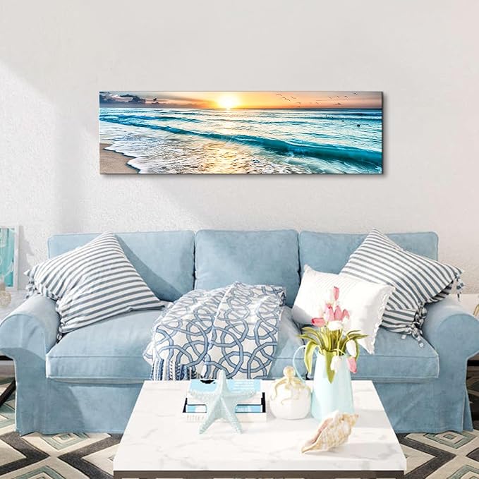 Sunrise Ocean Beach Canvas Wall Art Coastal Room Decor Nature Pictures