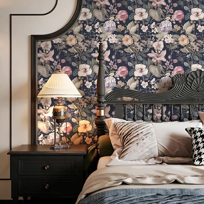 Jeweluck Vintage Floral Peel and Stick Wallpaper Floral Contact Paper 16.9" x