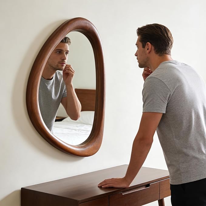 MAGFLERUM Irregular Wall Mirror, 30 * 20 inch Asymmetrical Wood Mirrors
