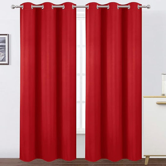 LEMOMO Blackout Curtains 38 x 84 inch/Bright Red Curtains Set of 2