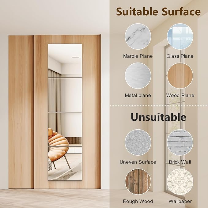 Shiftshade Mirror Wall Full Length, 12X14 Inch Unbreakable Mirror Tiles