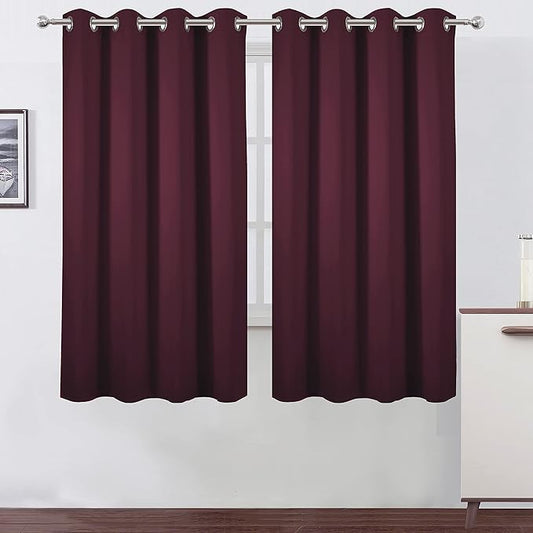 LEMOMO Burgundy Red Blackout Curtains 66 x 63 Inch Length/Set of 2 Curtain