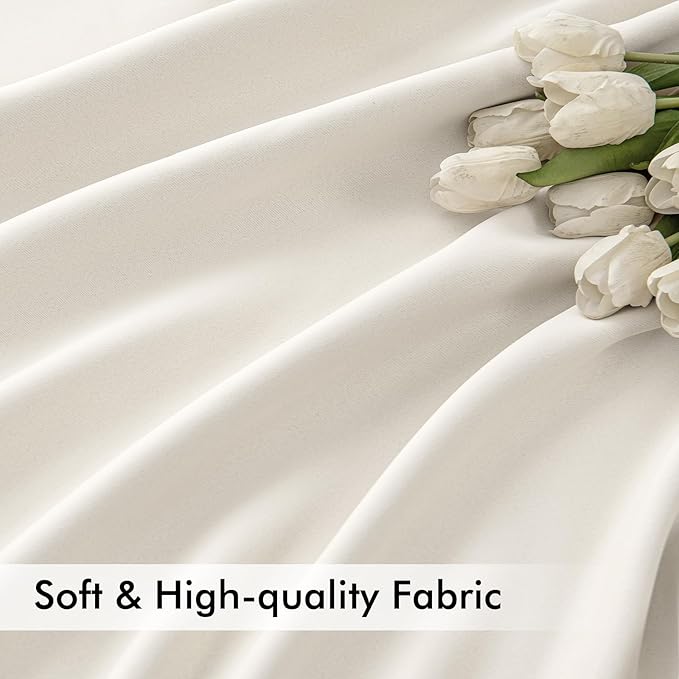 MIULEE Ivory Back Tab Blackout Curtains 63 Inch Length 2 Panels Set