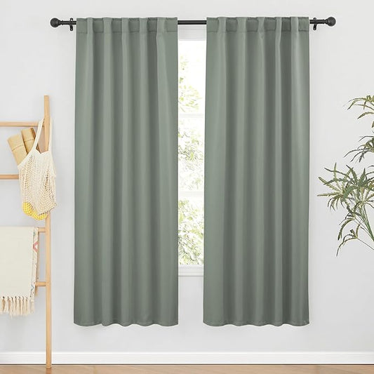 RYB HOME Sage Green Curtains for Bedroom Living Room, Vertical Privacy UV