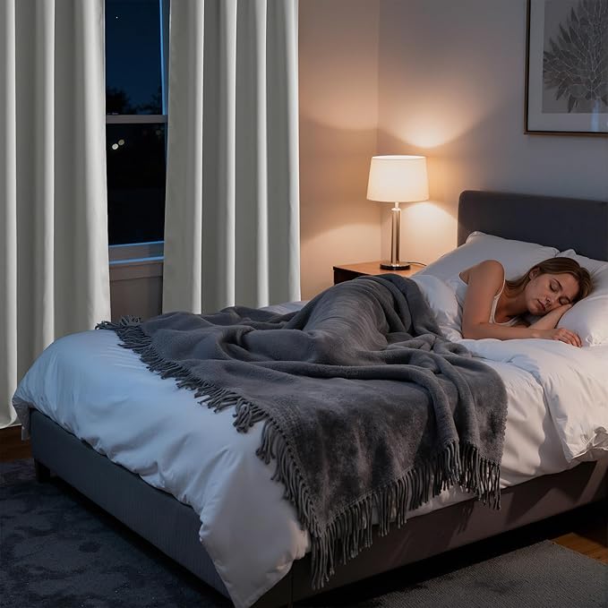 RYB HOME Bedroom Blackout Curtains 63 inches Long, 100% Blackout Thermal