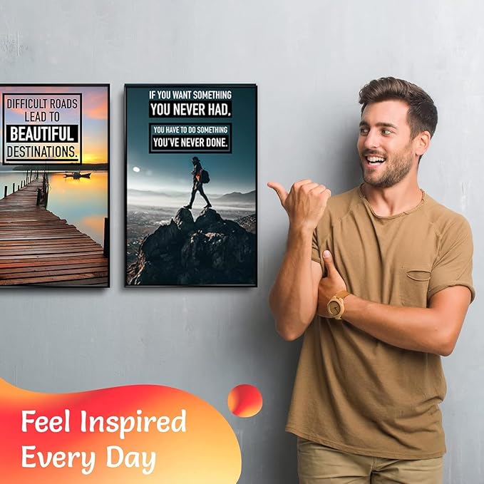 Throwbacktraits Canvas Motivational Wall Art – Set of 6 Inspirational Prints