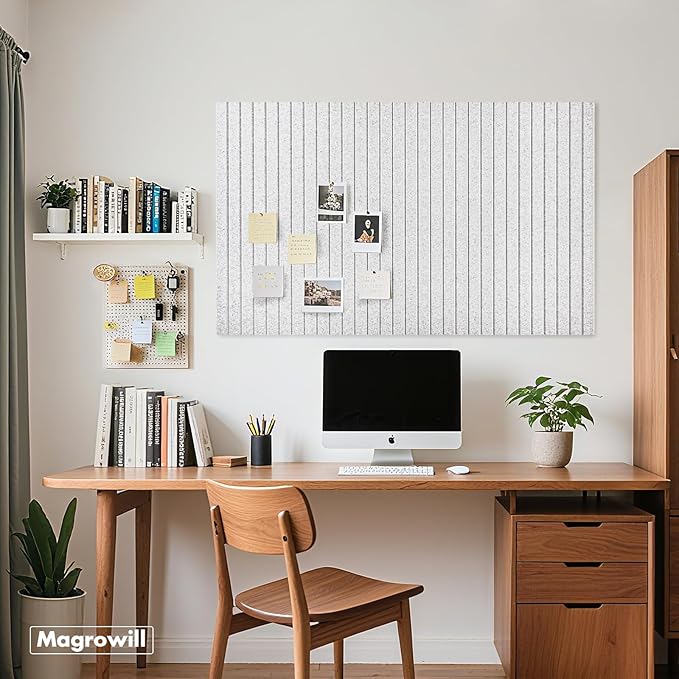 Cork Board Tiles for Wall with Push Pins, Removable 36" x 24" Slat Bulletin