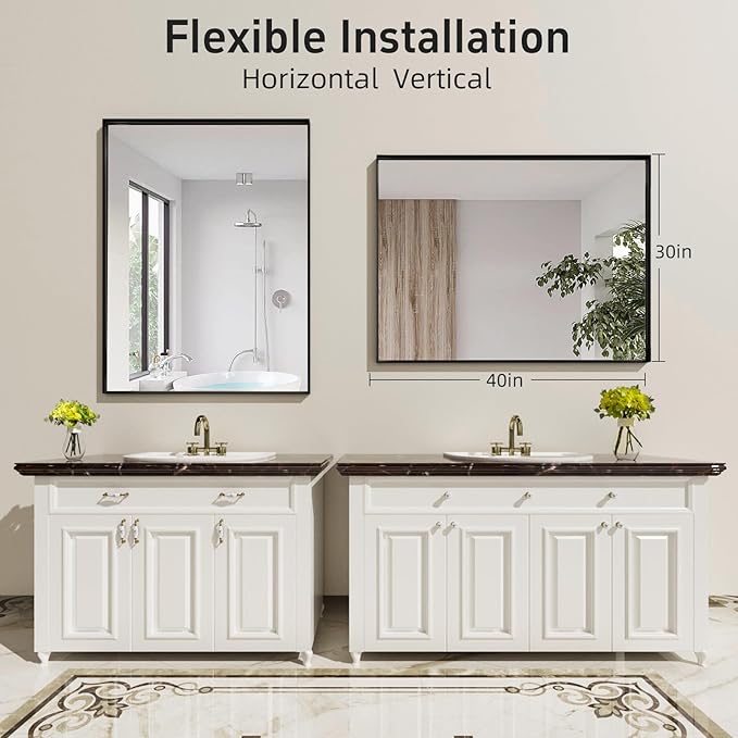 40x30 Inch Black Bathroom Mirrors