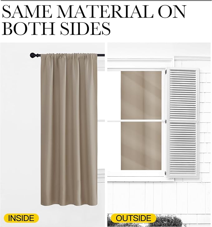 NICETOWN Window Curtains Blackout Drapes, 1 Pair, 52 by 84-Inch, Thermal