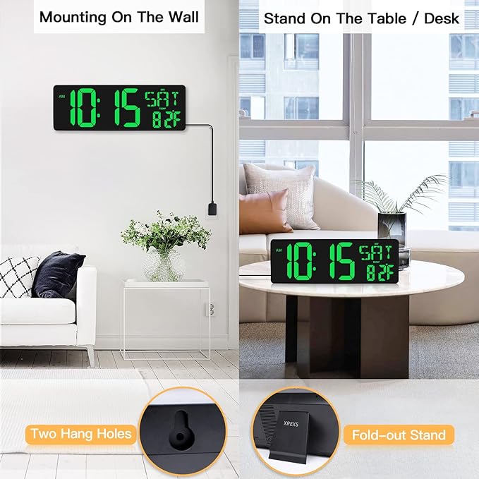 XREXS Large Digital Wall Clock
