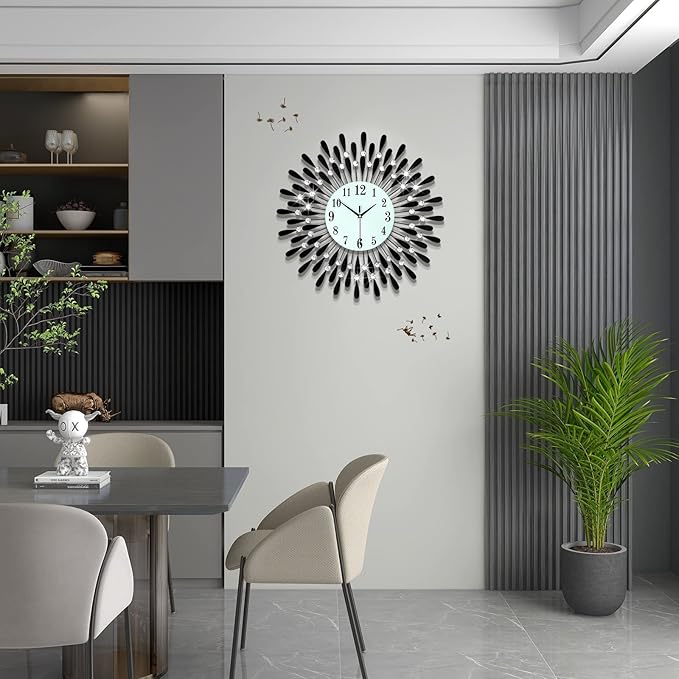 Large Wall Clocks for Living Room Decor Big Modern Silent Clock Non-Ticking for