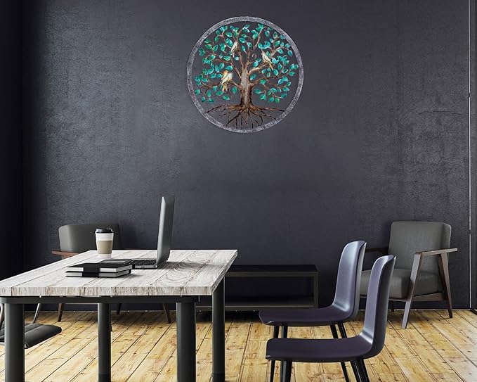 CHINDEUISYUT 23 Inches Tree of Life Wall Art Metal, Large Metal Tree of Life Wall Decor Wall Hanging for Living Room Bedroom Garden Outdoor Porch Patio Office Home Wall Decor, 23in x 23in x 0.88 in