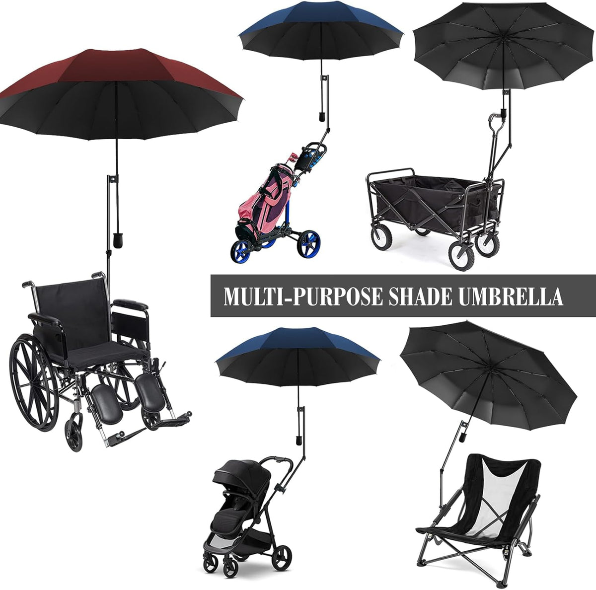 XLINGZA Beach Umbrella - UPF 50+ Protection with Adjustable Universal Clamp