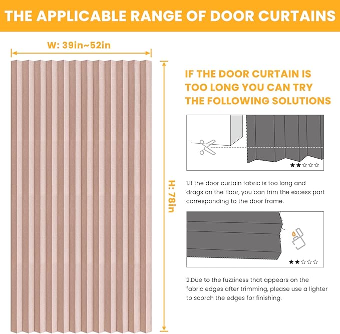 AJAZZ 100% Blackout Magnetic Door Curtain Accordion Doors Interior Closet Door