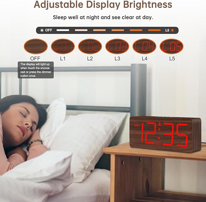 DreamSky Wooden Digital Alarm Clock