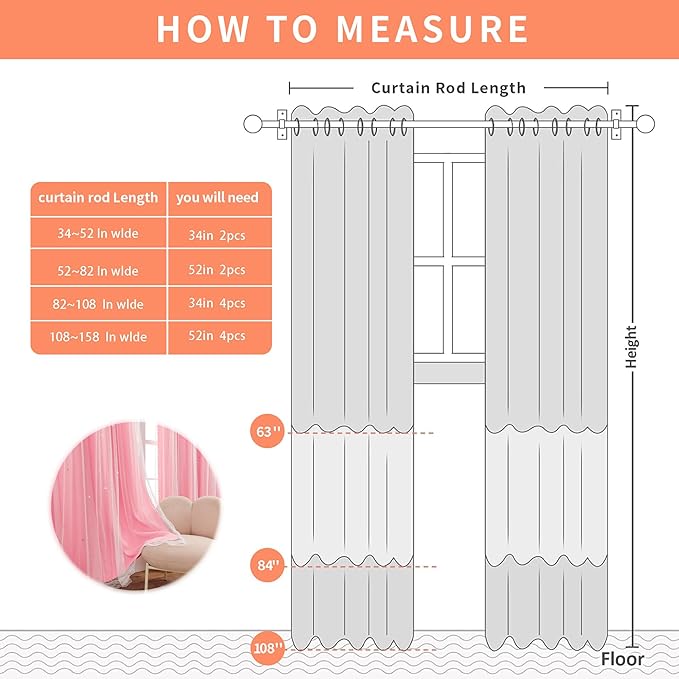 XiDi Pink Curtains for Bedroom Decor, Girls Room Blackout Curtains, Kids Room
