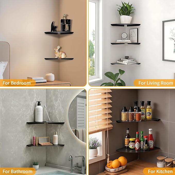Corner Shelf Wall Mount, Floating Corner Shelves, Corner withs Wire Hole