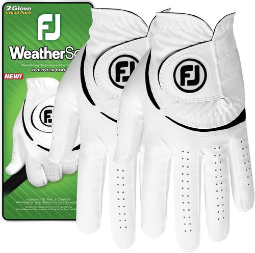 FootJoy Men's Golf Gloves - WeatherSof 2-Pack for Superior Grip and Comfort