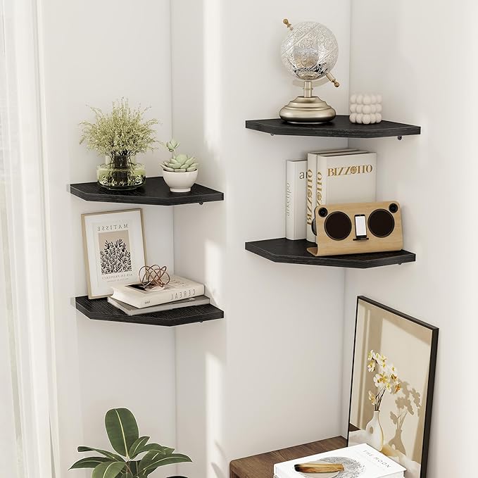 Corner Shelves 2-Pack for Bathroom & Kitchen, Space-Saving Floating Corner Wall