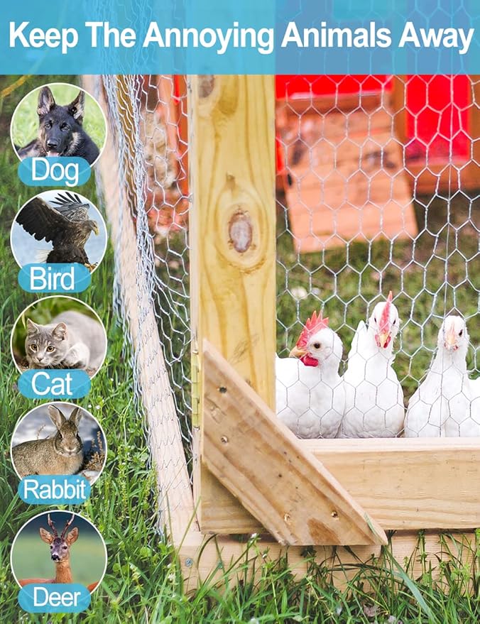 TOYPOPOR Chicken Wire 16'' x 396''(40cm x 10m), Outdoor Anti-Rust Hexagonal Galvanized Chicken Wire Mesh Fencing to Protect Gardening Plants Vegetables Flowers Fruits From Dogs Rabbits Squirrels, 32ft