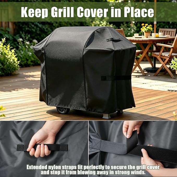 Grill Cover, 53-inch Heavy Duty Oxford Outside Waterproof Grill Covers, Dust-Proof Windproof UV Resistant BBQ Gas Cover Fit Most Brands Char Broil, Weber, Brinkmann, Holland