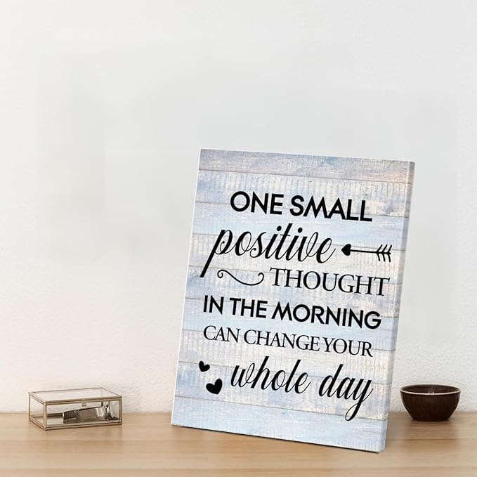 Inspirational Farmhouse Canvas Print Wall Art Decor One Small Positive Thought