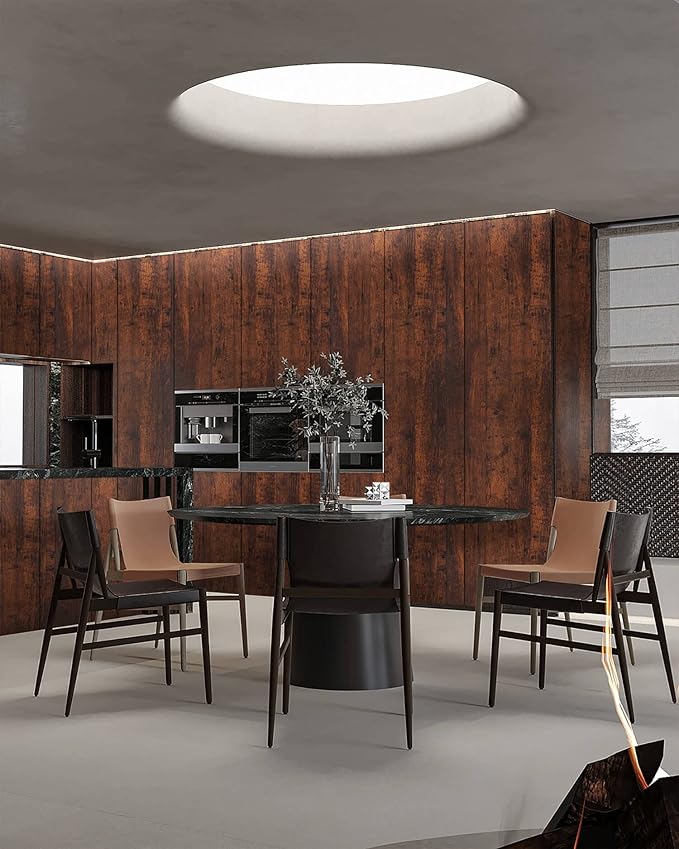 Dimoon 236''x17.7'' Red Brown Wood Stick and Peel Wallpaper Waterproof Wood