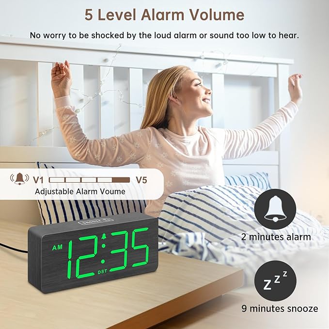 DreamSky Wooden Digital Alarm Clock