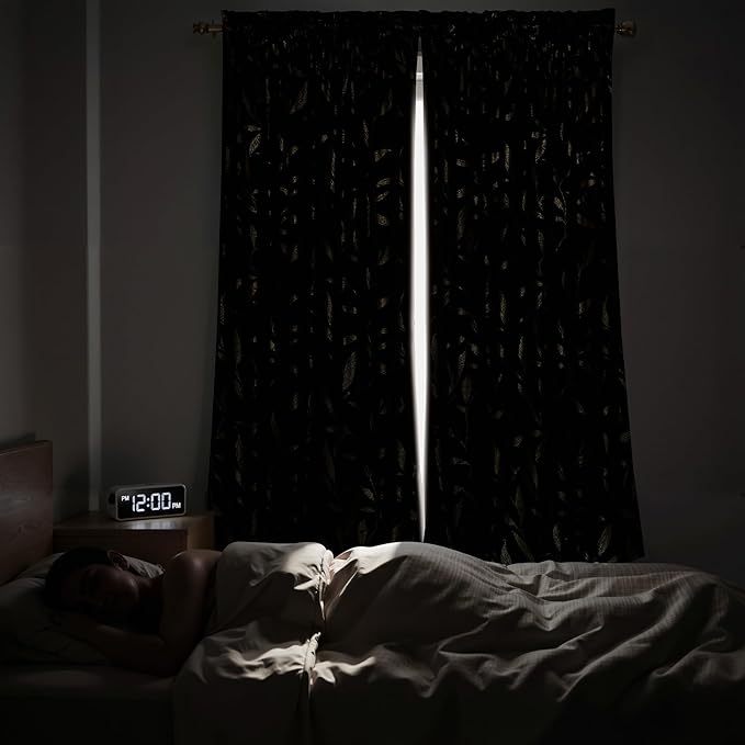 NICETOWN Black Velvet Curtains 2 Panels